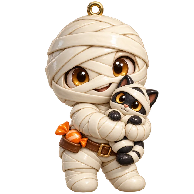 Mummy & Kitten desktop charm, Halloween collection
